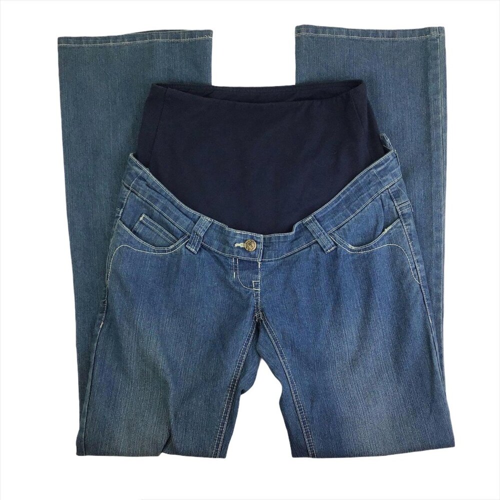 Calin Kein Womens Maternity 10 Blue Medium Wash Denim Jeans Belly Support Band